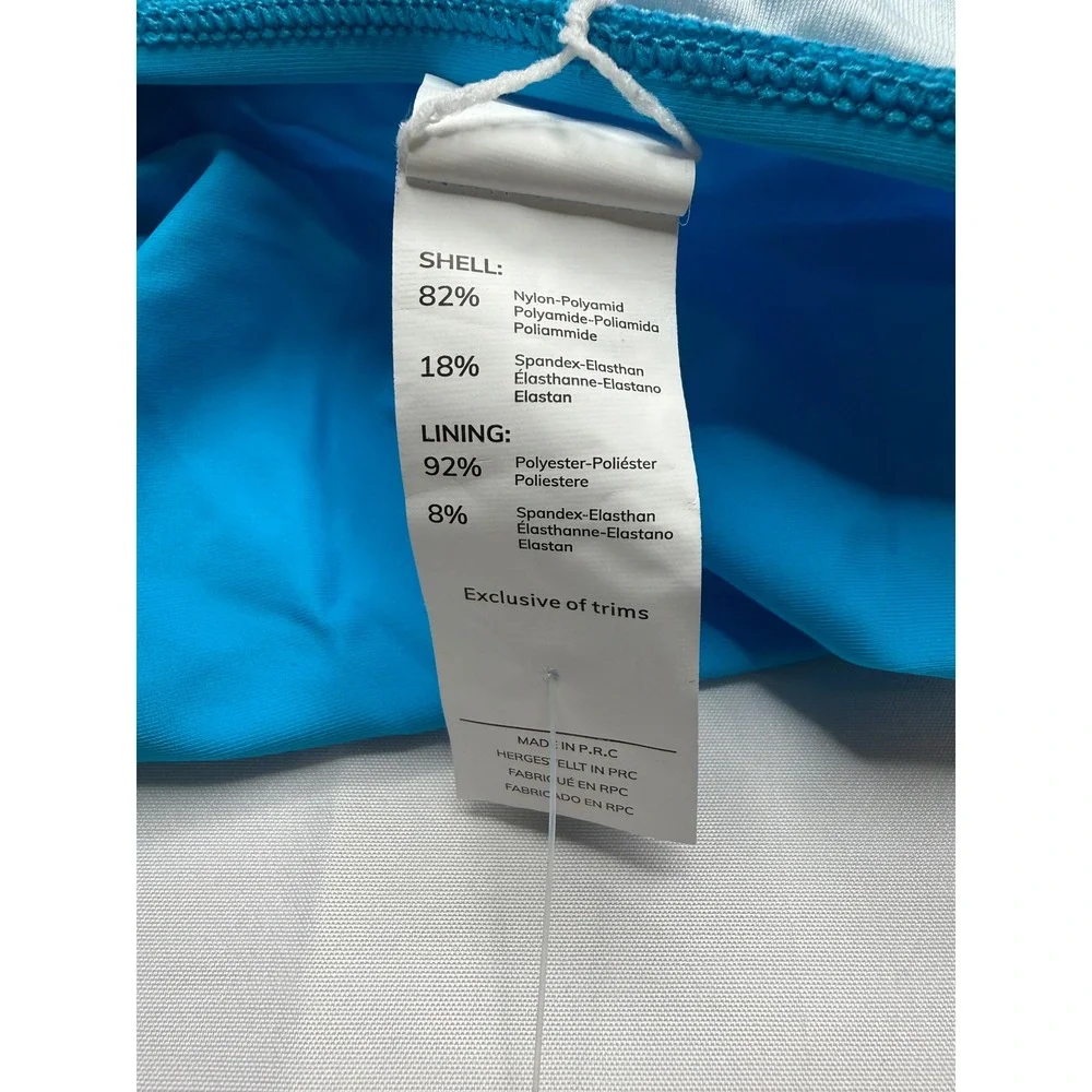 Cupshe Bright Blue Ruffle Sleeve Tankini Set High Waisted Ruched Swimsuit L